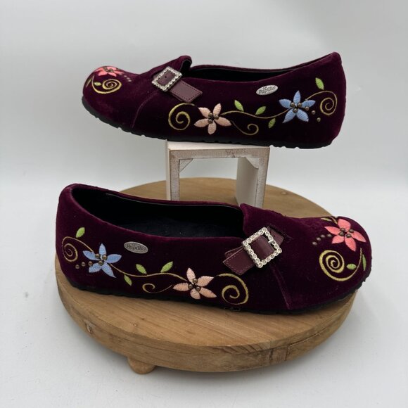 Papillo(Birkenstock) Velvet purple shoes Size 40 41  size 9.5 10 embroidered boh - Picture 1 of 16